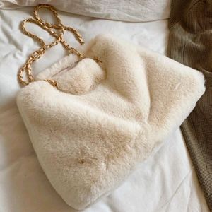 Faux fur chain tote bag
